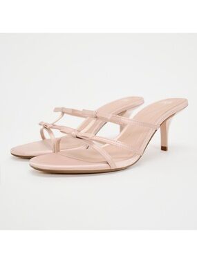 ZARA Light Pink Satin Bow Open Toe Mule Sandals